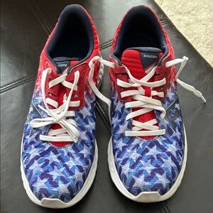 Saucony Red, White and Blue Athletic Shoes